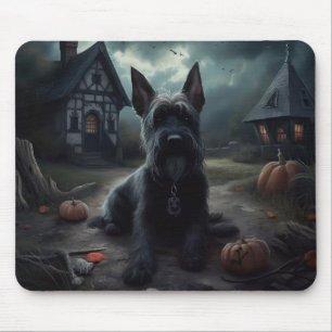 Mousepad Escocês Terrier Pumpkins Halloween Scary