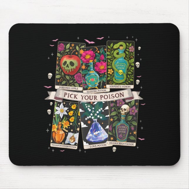 Mousepad Escolha o veneno da bebida engraçada da poção do f (Frente)