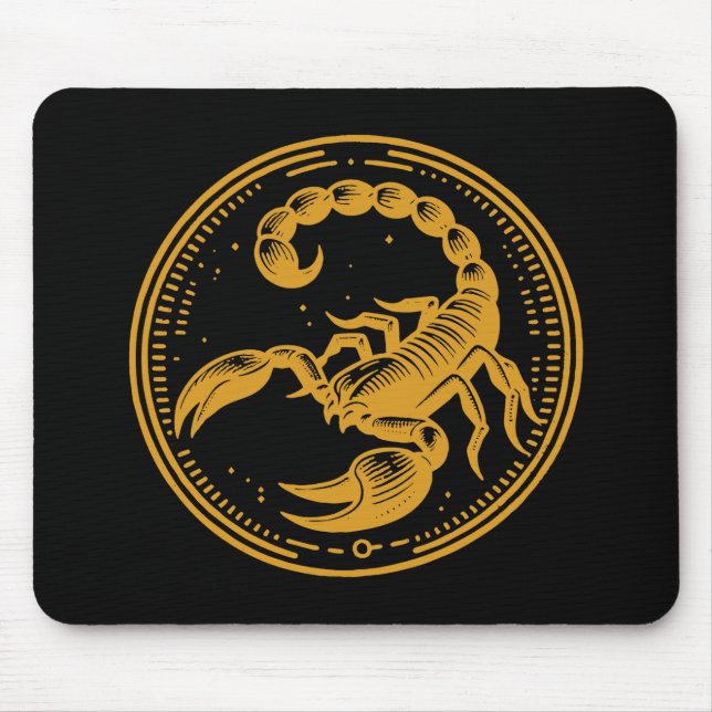 Mousepad Escorpião Amarelo Astrologia Zodiac Sinal Scorpio (Frente)