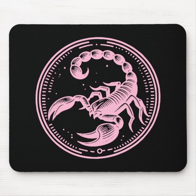 Mousepad Escorpião Rosa Astrologia Zodiac Sinal Scorpio (Frente)