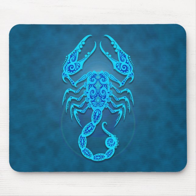 Mousepad Escorpião tribal azul intrincada (Frente)