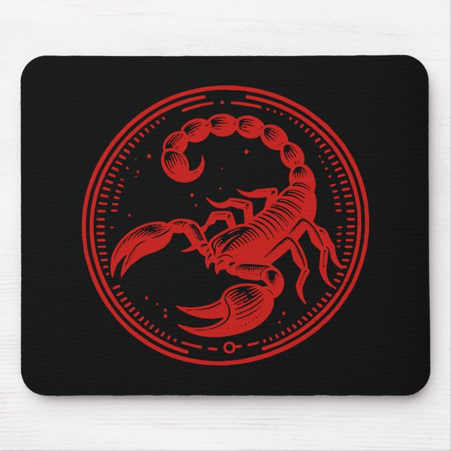 Mousepad Escorpião Vermelho Astrologia Zodiac Sinal Scorpio (Frente)