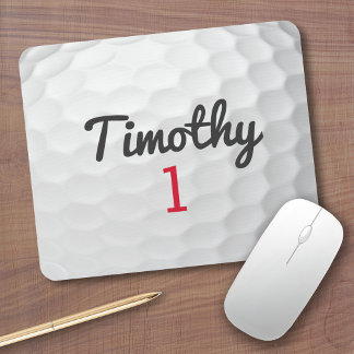 Mousepad Escregos de Golf com o nome preto Número Vermelho