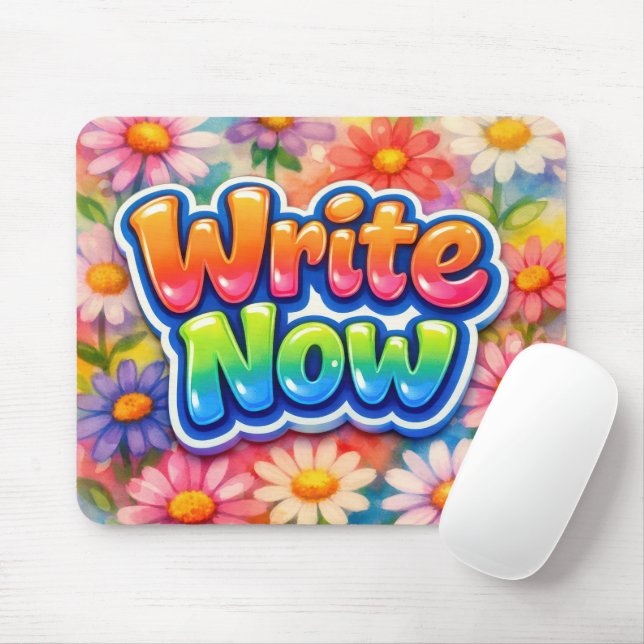 Mousepad Escreva Agora Texto com Margaridas Vibrantes (Com mouse)