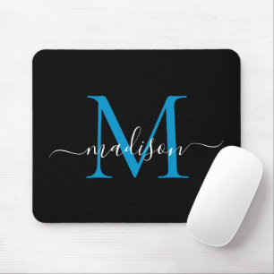 Mousepad Escrita Negra Negra Moderna, Elegante, Monograma A