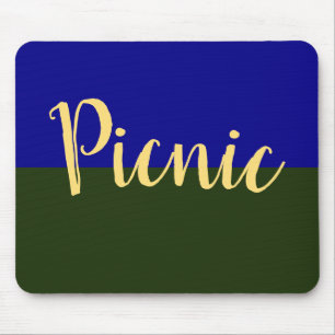 Mousepad Escrita "Picnic" azul-azul-azul no céu verde