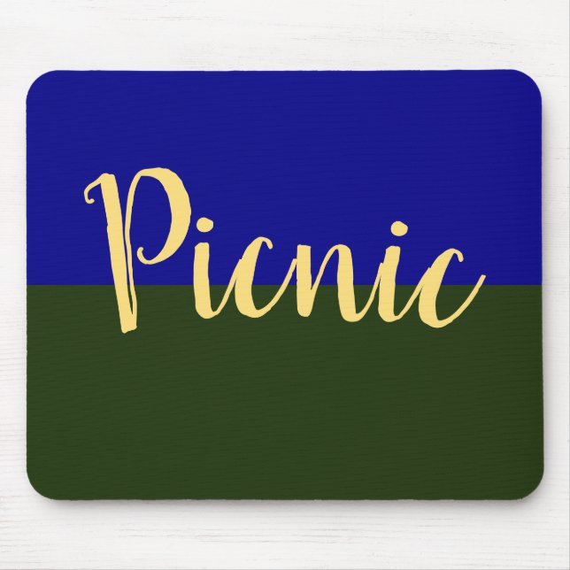 Mousepad Escrita "Picnic" azul-azul-azul no céu verde (Frente)