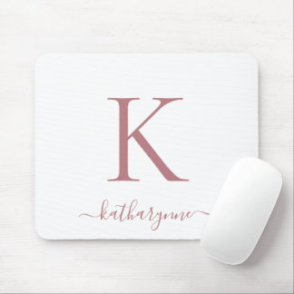 Mousepad Escrito branco de monograma Dourado Elegante moder