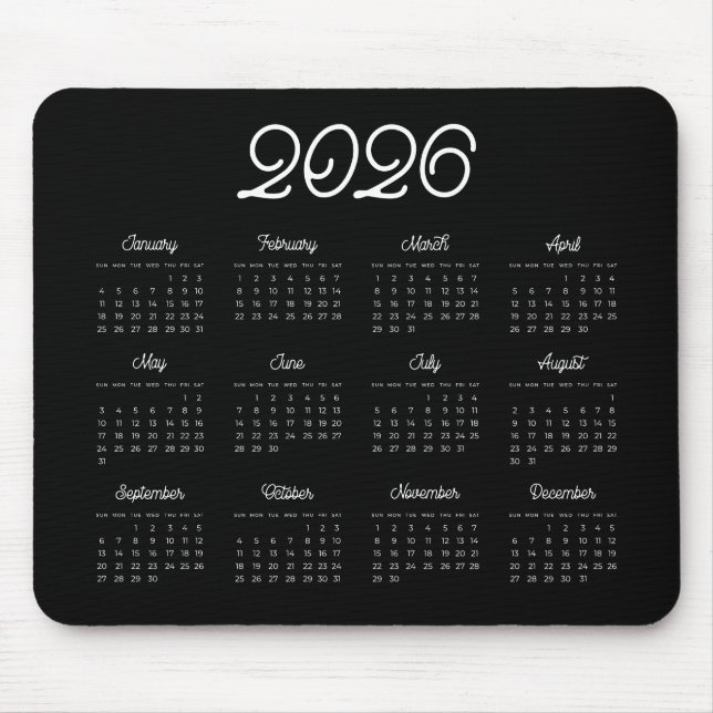 Mousepad Escrito legante da safra 2025 Calendário preto (Frente)