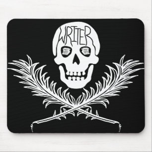 Mousepad Escritor Crânio e Crossbones Branco
