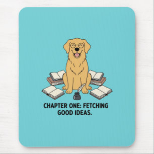 Mousepad Escritor Retriever Dourado Amante de Livros Tinta 