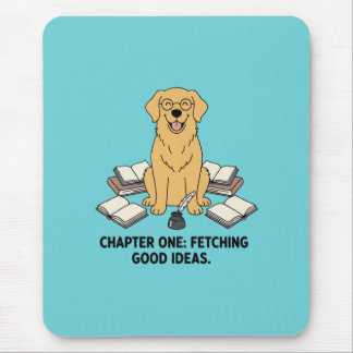 Mousepad Escritor Retriever Dourado Amante de Livros Tinta