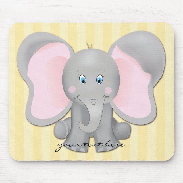 Mousepad Escritório de Elefante para Bebês ou Placa de Mous (Frente)
