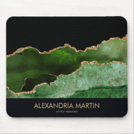 Mousepad Escritório Dourado de Mármore Verde Preto