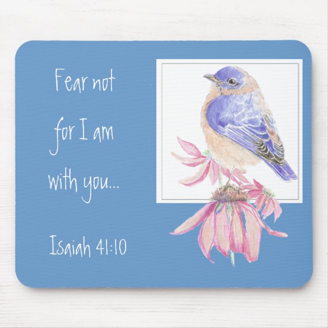 Mousepad Escritura Inspiracional Isaiah 40:10 Bluebird (Frente)