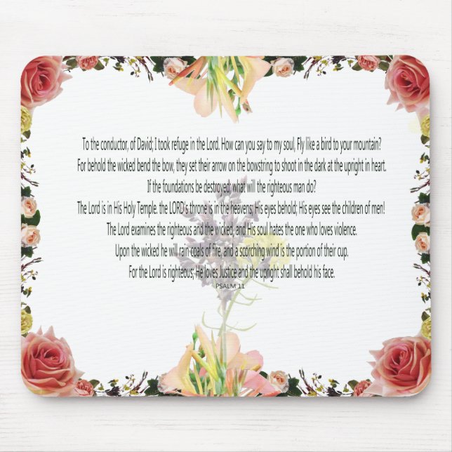 Mousepad Escritura, Salmo 11, Flor Colorida (Frente)