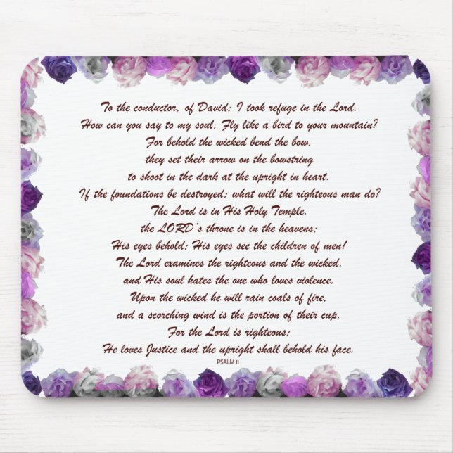 Mousepad Escritura, Salmo 11, Rosas Roxas (Frente)