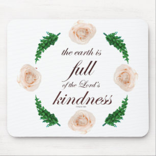 Mousepad Escritura, Salmo 33, Rosas Brancas e Ramificações