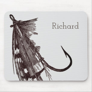 Mousepad Escuro de Pesca com Penas