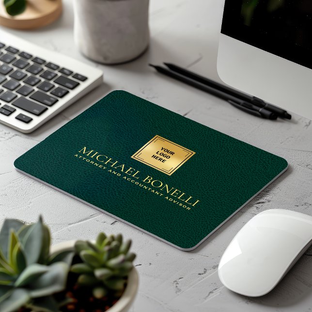 Mousepad Escuro elegante, Dourado nome de logotipo de couro (Criador carregado)