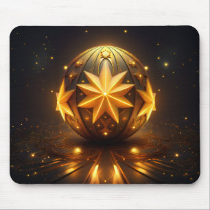 Mousepad Esfera de Bronze Fantasia Fractal Estrelas Dourada