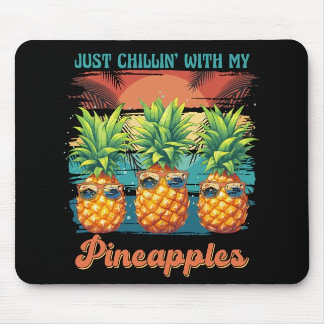 Mousepad Esfriando Com Meus Óculos de Sol de Abacaxi Tropic (Frente)
