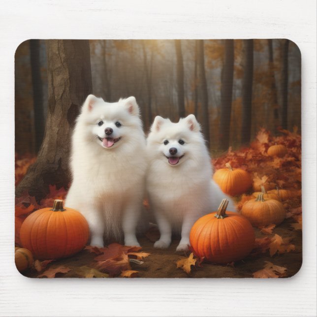 Mousepad Eskimo Americano Puppy Autumn Delight Pumpkin (Frente)