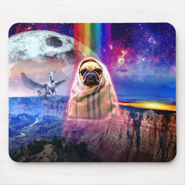 Mousepad Espace o pug, mim vêm no cão da paz (Frente)