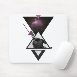 Mousepad Espaço - Pug Ideia De Presente De Cão Preto Par