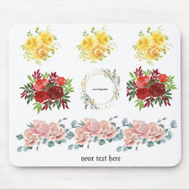 Mousepad espaço reservado personalizável floral de rosas pa