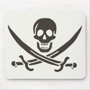 Mousepad Espadas de caveira de obsidiana Bandeira pirata de