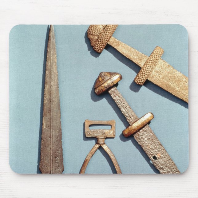 Mousepad Espadas, stirrup e spearhead de Viking (Frente)