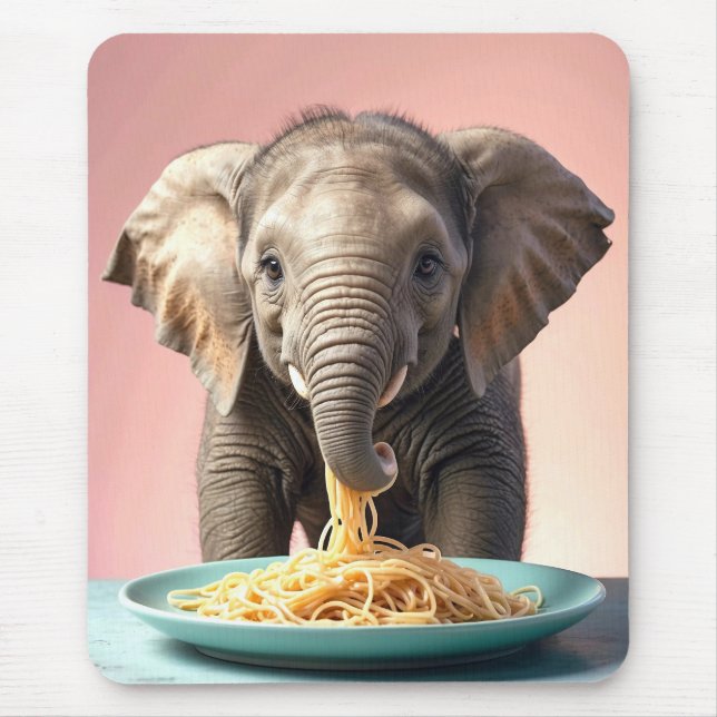 Mousepad Espaguete de Comida de Elefante para Bebês (Frente)