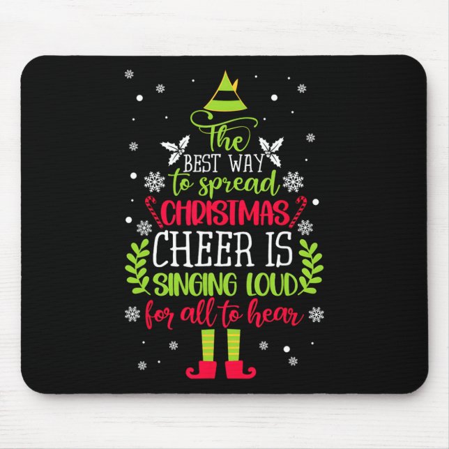 Mousepad Espalhar O Vosso Natal Está Cantando Alto Xmas Elf (Frente)