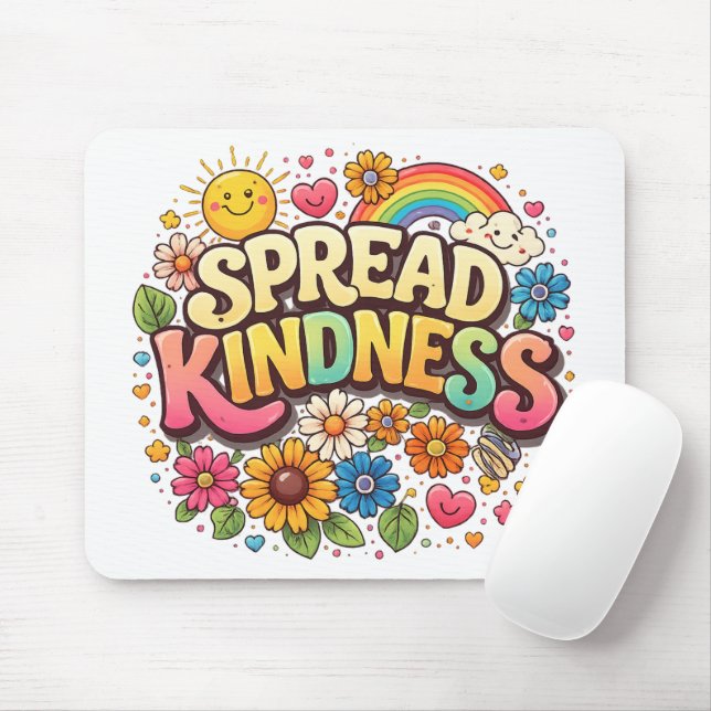 Mousepad Espalhe Bondade – Lindo Arco-íris Floral (Com mouse)