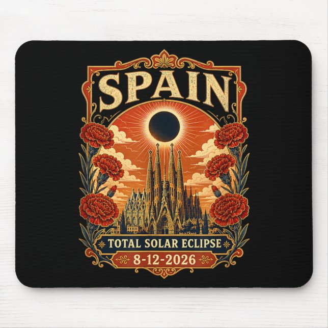 Mousepad Espanha Eclipse Total do Sol 2026 Barcelona Sagrad (Frente)