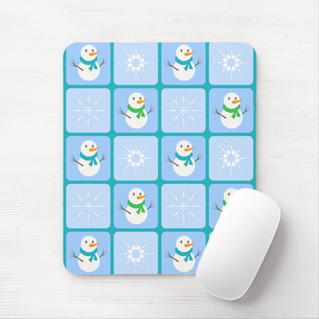 Mousepad Espelho de neve e flocos de neve com verificação d (Com mouse)