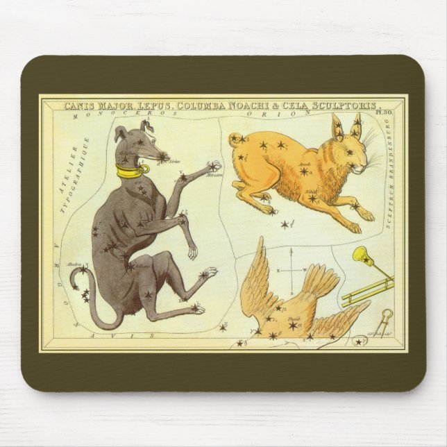 Mousepad Espelho de Urânia, Mapa Celeste de Astronomia Anti (Frente)