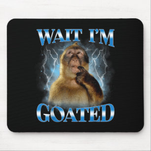 Mousepad Espera, sou Deus, macaco pensativo engraçado meme