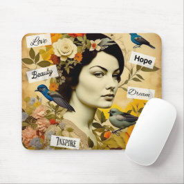 Mousepad Esperança, Amor, Beleza, Senhora do Sonho Vintage