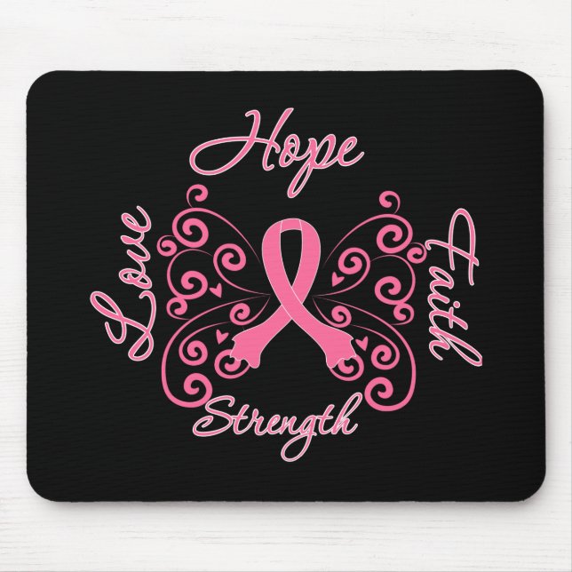Mousepad Esperança Fé Amor Força Cancer (Frente)