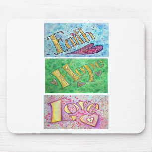 Mousepad Esperança, Fé, Bocal de Amor (Vertical)