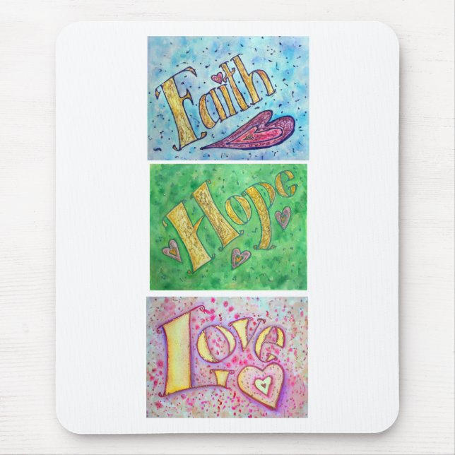 Mousepad Esperança, Fé, Bocal de Amor (Vertical) (Frente)
