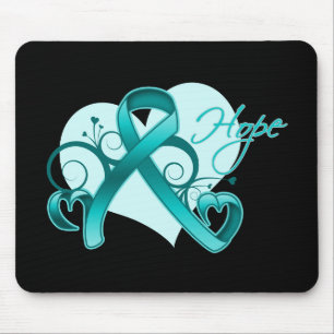 Mousepad Esperança floral da fita - câncer de ovário