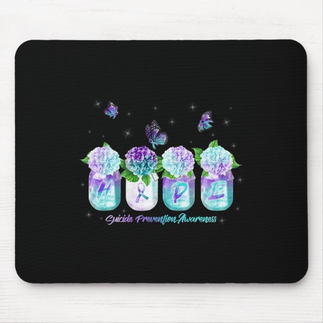 Mousepad Esperança Hidrangea Flor Borboleta Suicídio Preven (Frente)