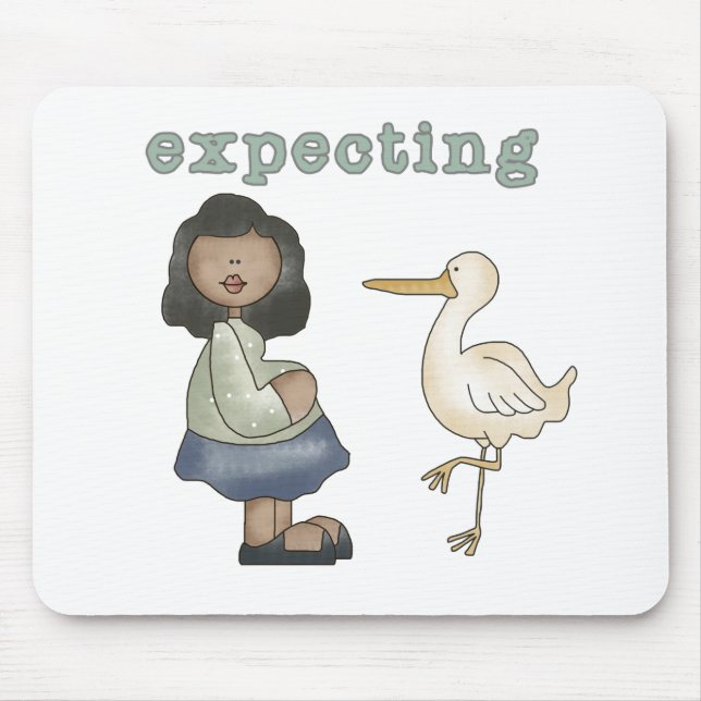 Mousepad Esperando - Mãe Afro-Americana para Ser e Stork (Frente)