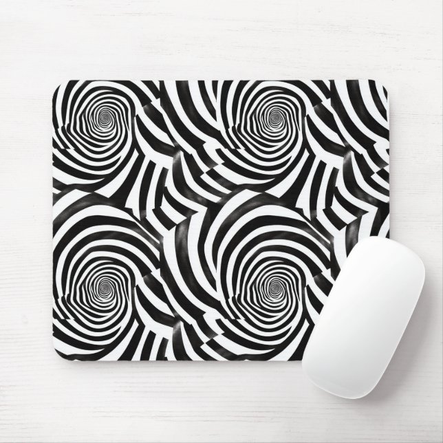 Mousepad espirais preto e branco (Com mouse)