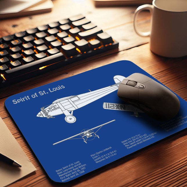 Mousepad Espírito de Rua. Louis - Planos de Aeronave Bluepr (Criador carregado)