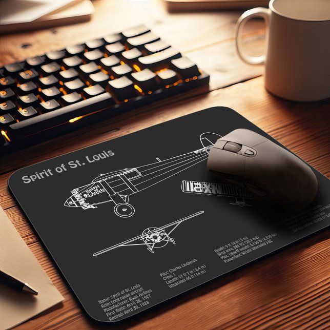 Mousepad Espírito de Rua. Louis - Planos de Aeronave Bluepr (Criador carregado)