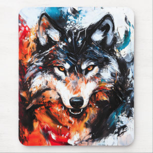 Mousepad Espírito Selvagem Abstrato Lobo